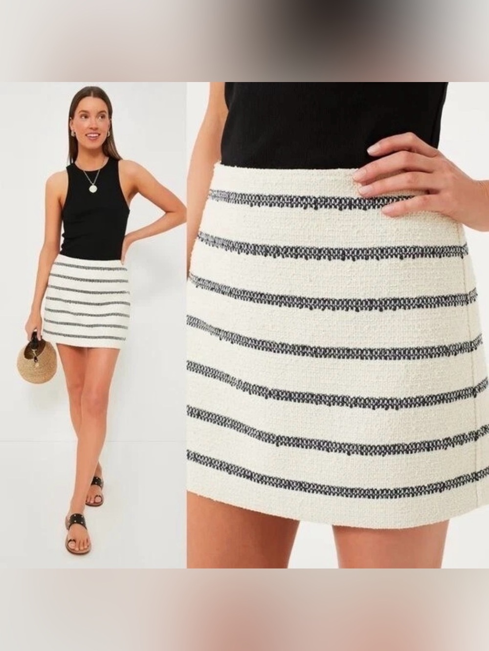 Tuckernuck Navy Stripe Tweed Meg Mini Skirt NWT Extra Small XS